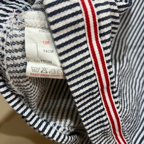 Jacadi Navy and White Striped Dress with Red Embroidery - Picture 5 of 7